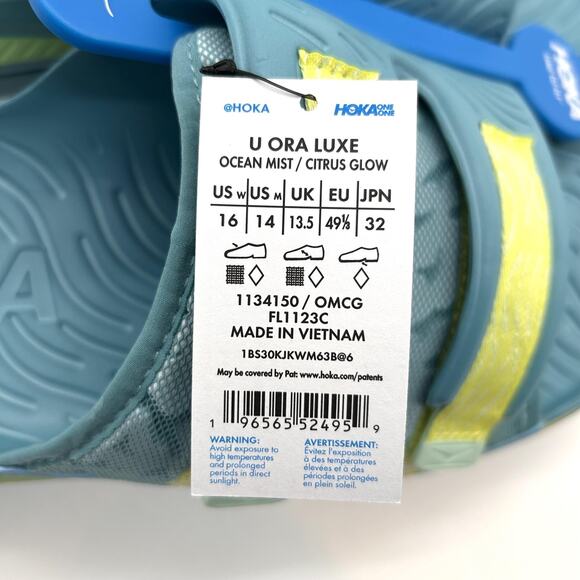 New HOKA Ora Luxe Recovery Slide Sandals Mens 14 Ocean Mist Citrus Glow 1134150 main image 8